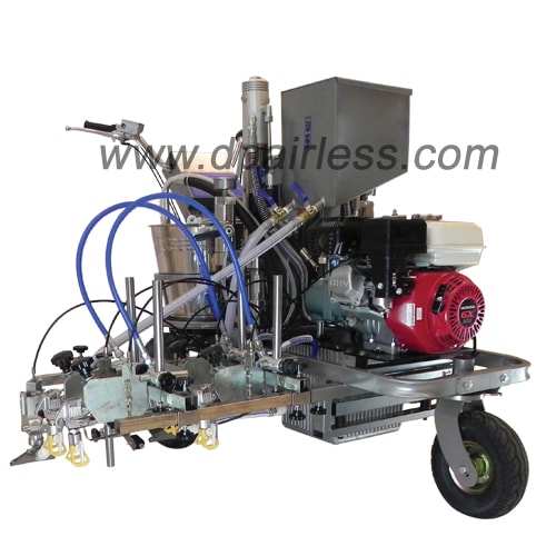 DP-LC880TD Two components Four guns Hydraulic Airless Line Striper with Reflective Bead Dispensing System